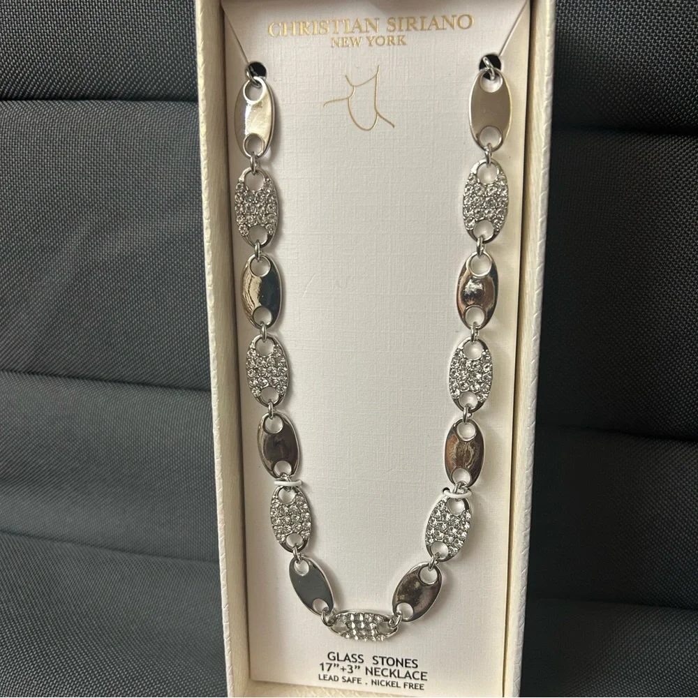 Christian Siriano Silver and Glass Stone Crystal Necklace - Picture 3 of 4